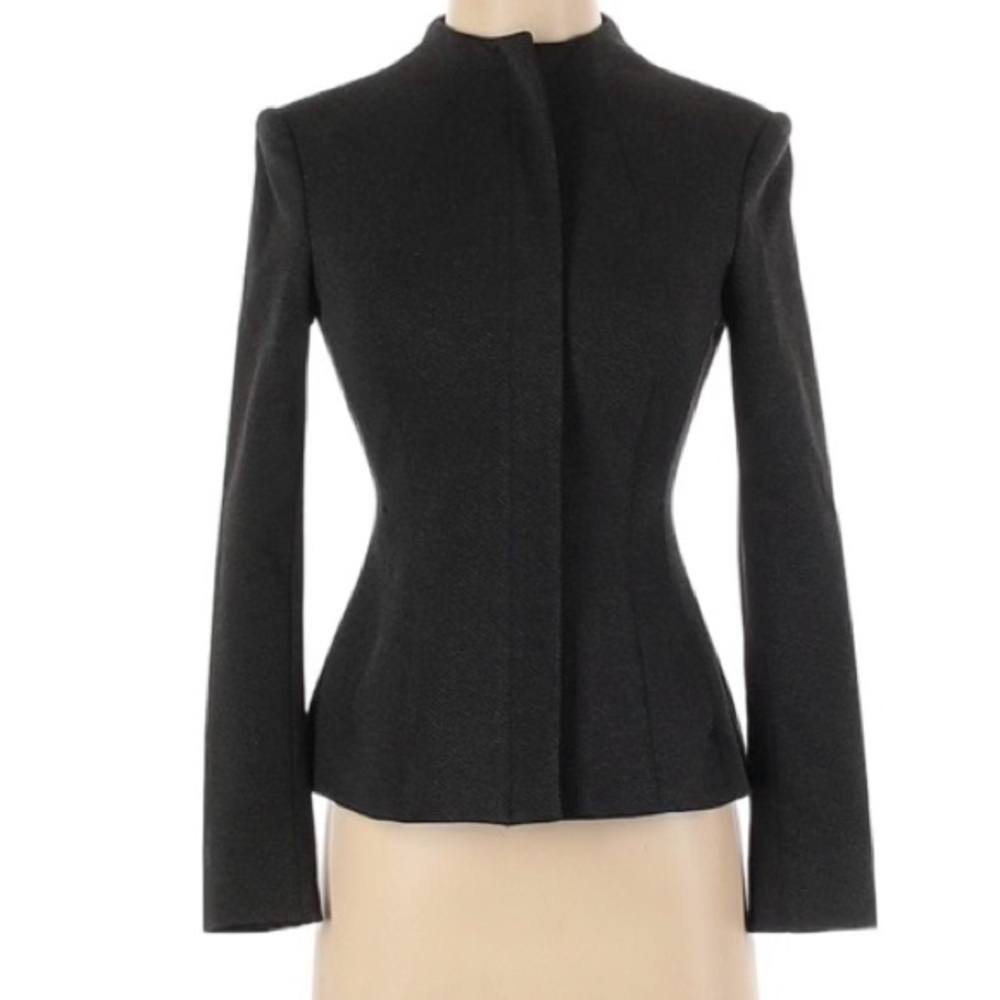 Theory Sculpted Knit Twill Jacket Blazer with Zipper